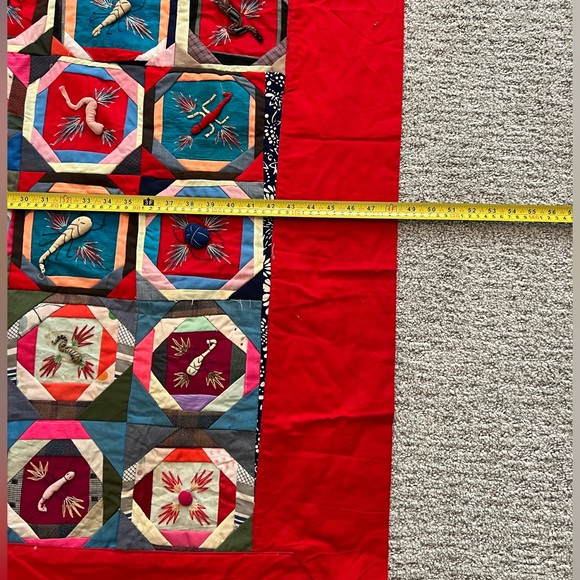 Handmade Chinese Quilt  Bai Jia Bei Patchwork The One hundred family 70 X 48 - Picture 7 of 8